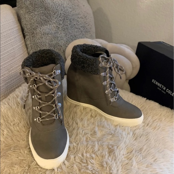 Kenneth Cole Suede Wedged Sneakers - Picture 3 of 5